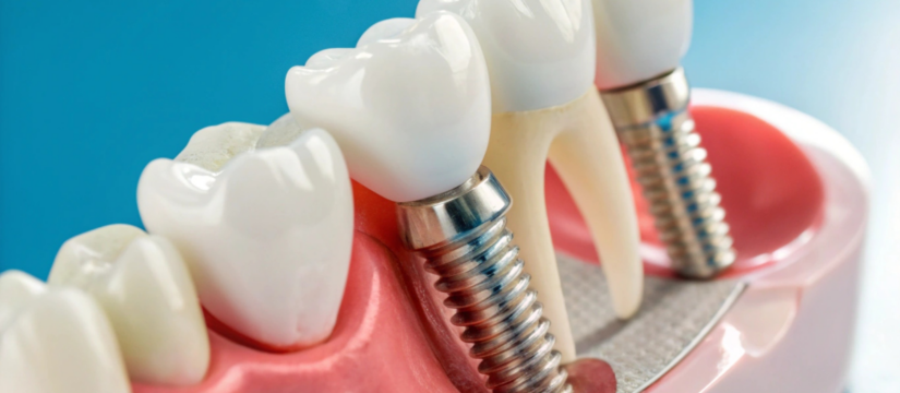 Dental implant restorations replacing missing teeth at Broad St Smiles in San Luis Obispo, CA.